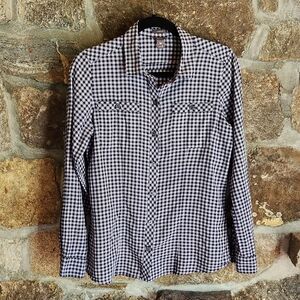 Eddie Bauer Womens Plaid Long Sleeve Button-Down Shirt Size M Classic Fit Blue